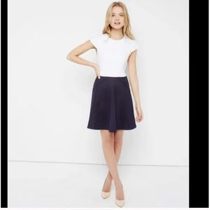 NEW Ted Baker Color Block Skater Dress Dark Blue Size 0 / 2 NWT